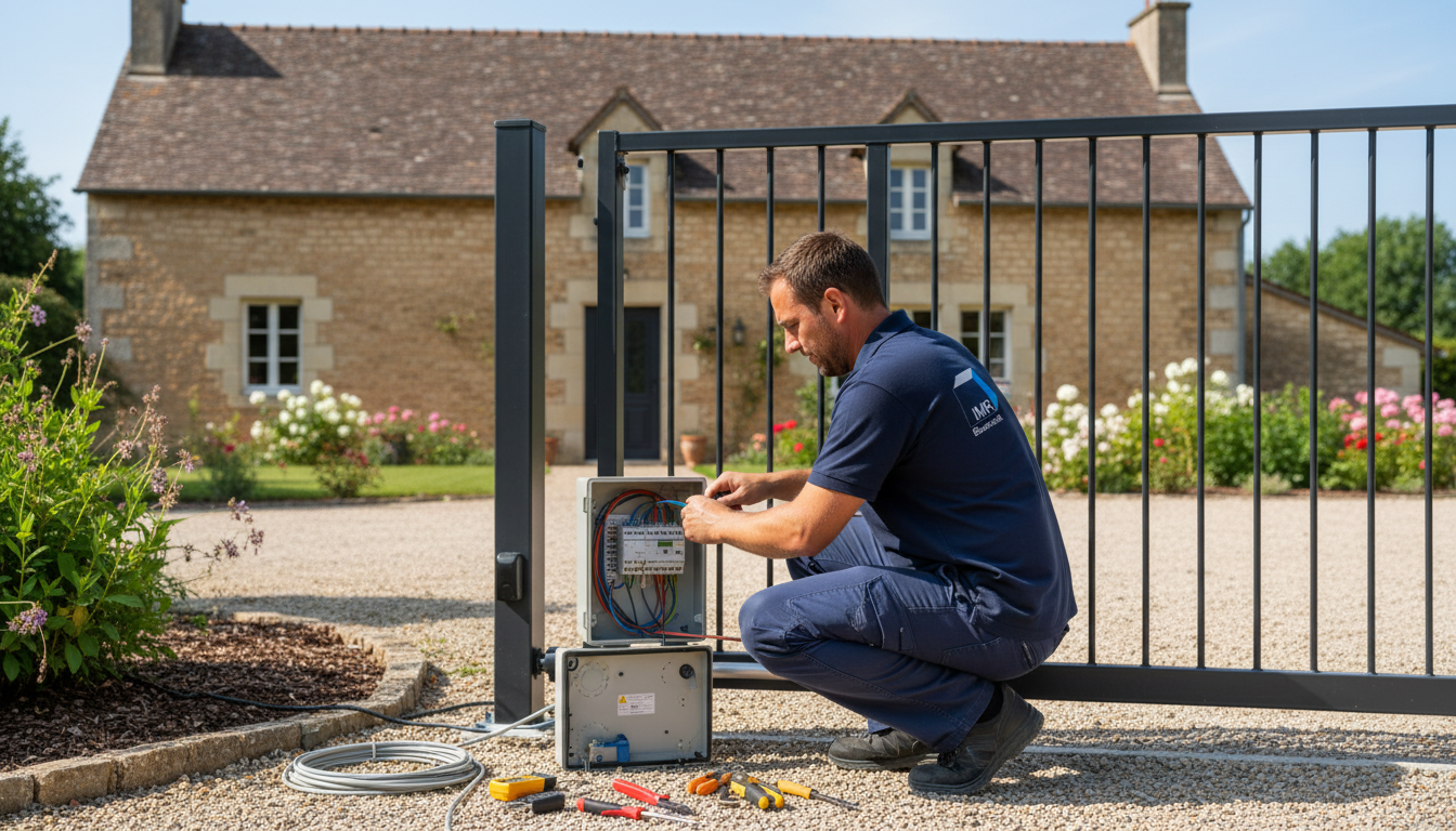 électricien IMR électricité qui installe une motorisation de portail